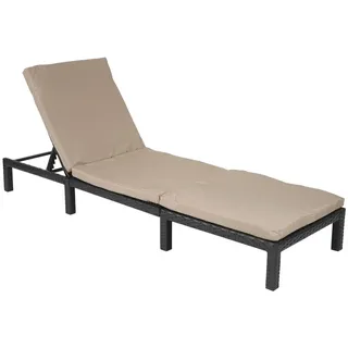 MCW Poly-Rattan Sonnenliege Basic Anthrazit, Cremeweiß , Kunststoff , 60x71x198 cm , Gartenmöbel, Gartenliegen