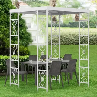 Garten Pergola - Metall Hochzeitsbogen Pavillon - Wasserdichtes Sonnensegel - Pulverbeschichtetes Eisen - Rankgitter-Dach - Für Hochzeit & Gartenfeier