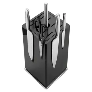 Magnetischer Messerblock 360° drehbar Schwarz Akazienholz mit 4-seitigen Magneten