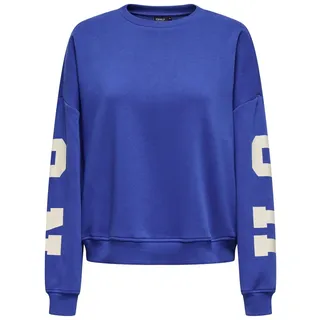 ONLY Damen Sweatshirt ONLSweat Life Back Sleeve Print Pullover Loose Fit 15356793 Surf The Web Birch Houston L