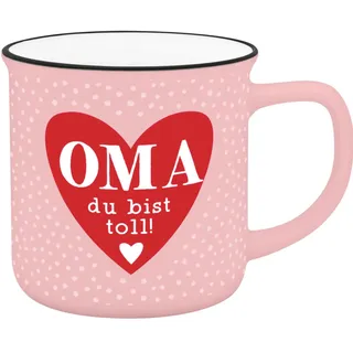 Becher in Emailloptik "Oma du bist toll!"