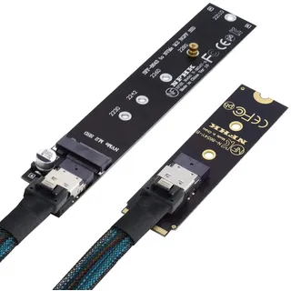 cablecc NGFF M-Key NVME Verlängerungskabel Stecker auf Buchse mit SFF-8654-Stecker für Mainboard SSD 2280/22110 40 cm
