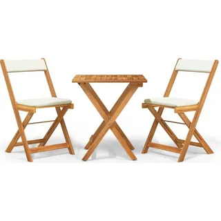 vidaXL 3-tlg. Bistro-Set Klappbar mit Kissen Massivholz Akazie - Braun