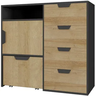 Furniture24 Kommode Nano NA8 Schrank Sideboard mit Tür 5 Schubladen Jugendzimmer Merzwerschrank