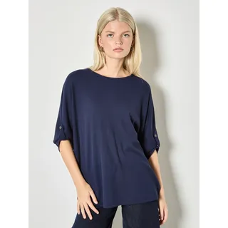 T-Shirt APRICOT "Waffelstrick-Oberteil", Damen, Gr. XL (42), blau (navy), Strick, Obermaterial: 63% Polyester Pol. recyc.. 34% Viskose LENZING ECOVERO CV LenzEcov. 3% Elasthan EL., uni, Tops T-Shirt