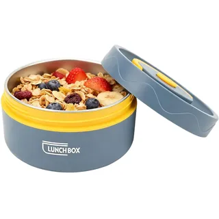 Hapivida Thermobehälter für Essen 420ml Edelstahl Thermo Lunchbox Rund Thermoschüssel mit Deckel, Warmhaltebehälter Edelstahl Doppelschichtiger Suppenbehälter(Isoliertes Modell – Meeresblau)