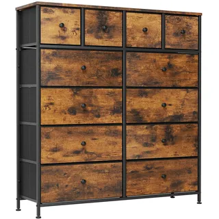clevich Sideboard mit 12 Schubladen Retro braun / Schwarz