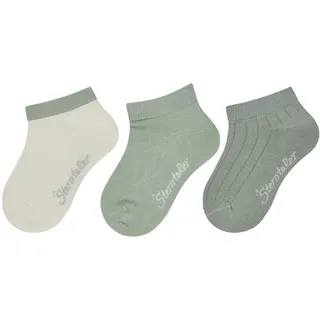 Sterntaler Sneaker Socken 3er Pack Uni – Baby- und Kindersocken im 3er Pack uni mit Rippenstruktur, Baumwoll-Mix, Ecru, Größe 18