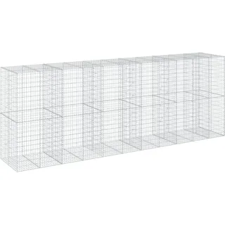 vidaXL Gabione mit Deckel 550x100x200 cm Verzinktes Eisen - Silber