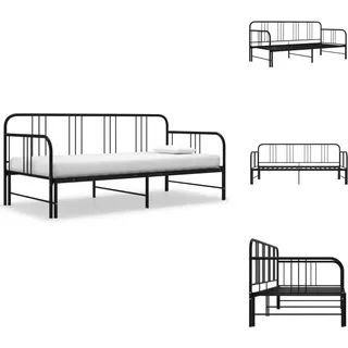 vidaXL Tagesbett Ausziehbar Schwarz Metall 90x200 cm - Betten & Bettgestelle - Schwarz