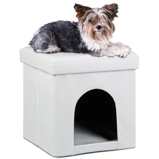 Relaxdays Hundebox Sitzhocker 38 x 38 x 38 cm Weiß