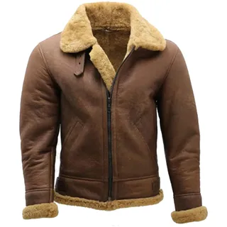 FGRID Warme Kunstlederjacke für Herren, mit Sherpa-Fleece gefütterter Motorradmantel aus Pelz, Winddichte Winterjacke aus Lammfell mit Reißverschluss und Taschen