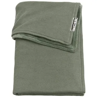 Meyco 2754032 Babydecke gestrickt mit Velours 100% Baumwolle Knit Basic FOREST GREEN 100x150 cm Grün