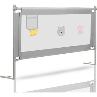 TolleTour Bettgitter Rausfallschutz Bett 200cm Baby Bettschutzgitter mit Höhenverstellbar Kinderbettgitter für Kinderbetten, Elternbetten - Grau 200cm - Grau