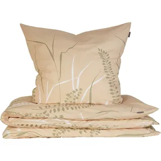 Schiesser Bettwäscheset Aninic | 2-teilig | Floral | Renforcé | 100 % Baumwolle | Reißverschluss | 135x200cm + 80x80cm | Sand - Beige