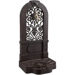 Antiker Wandbrunnen für Garten mit Wasserhahn, 39 cm breit, 15,5 cm hoch
