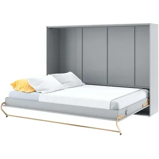 Furniture24 Schrankbett Concept PRO Horizontal, Wandklappbett, Bettschrank, Wandbett, Schrank mit integriertem Klappbett, Funktionsbett 140 x 200 cm, Grau, Horizontal - Grau