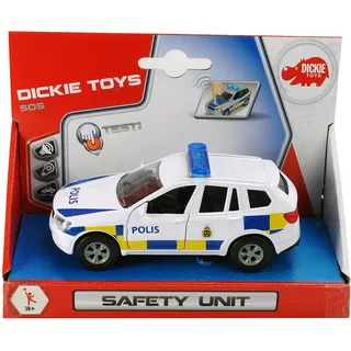Dickie Toys 203712011DNS Schwedisches Polizeiauto mit Licht, Audio und Öffnbare Seitentüren - 1:36, 12 cm, Ab 3 Jahren, Batterien enthalten