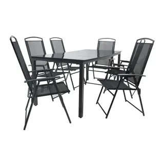 VCM Gartenmöbel 7er-Set ¦ schwarz ¦ Maße (cm): B: 190 H: 76