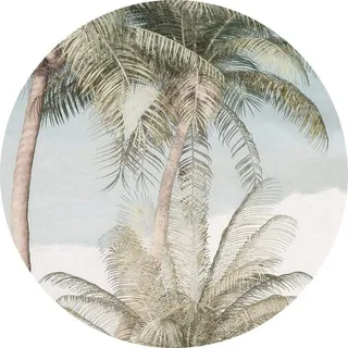 KOMAR Fototapete Hush Ø Größe 125 cm - 1 Stück - Palmen, Strandfeeling, Tapete, Dekoration, Wandtapete, Wandbild, Wandbelag, Designtapete - D1-027