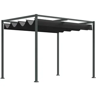 Outsunny Pergola Pavillon Polyester Schwarz+Grau , Metall, Kunststoff , 213x221x298 cm , Sonnenschutz, Pavillons