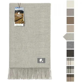 HANSA-FARM | Große Baby Alpaka Decke - 180 x 130 cm - Kuschelig weich aus 100% Baby Alpakawolle (kratzfrei, ungefärbt) Plaid Tagesdecke & Alpaka Wolldecke - Silbergrau Uni/Hellgrau (Grau)