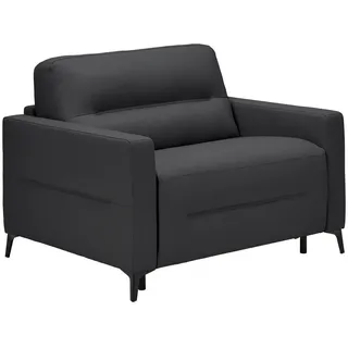 Novel Schlafsessel , Schwarz , Metall , Echtleder , Rindleder , Uni , 115x89x97 cm , Liegefunktion , Wohnzimmer, Sofas & Couches, Schlafsofas, Schlafsessel