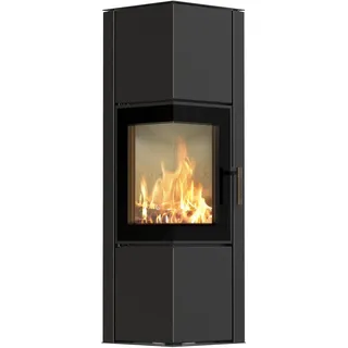 ILDNORD ODYN Kaminofen 8 kW - Freistehender Eckkamin aus Stahl - Holzofen mit 2 Seiten Glas, Kamineinsatz BImSchV 2 & Energieeffizienzklasse A - Skandinavischer Schwedenofen für Wohnzimmer