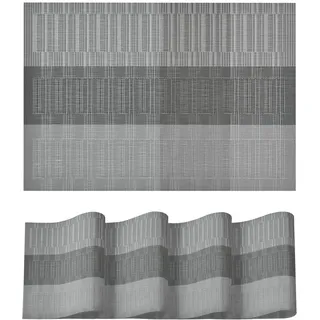 Artoid Mode Silber Grau PVC Platzsets 4er Set, 30x45cm Tischsets Waschbar Tischmatten Schmutzabweisend Hitzebeständig Platzdeckchen Küche Deko