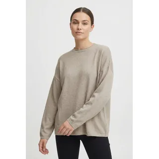 Strickpullover ONLY "ONLLOYAL AMALIO LIFE LS O-NECK KNT NOOS", Damen, Gr. M, beige detail:melange, Strick, Obermaterial: 80% Polyester, 20% Nylon, meliert, bequem normal, Rundhals, Pullover Strickpullover, Materialmix