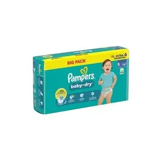 Pampers® Windeln baby-dryTM BIG PACK  Größe Gr.5+ (12-17 kg) für Babys und Kleinkinder, 50 St.