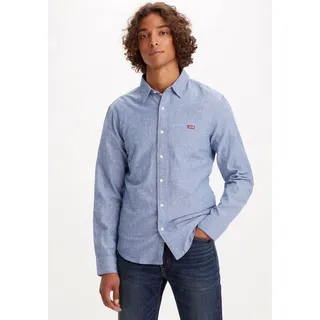 Jeanshemd LEVI'S "BATTERY HM SHIRT SLIM", Herren, Gr. L, N-Gr, blau (navy pony), Denim/Jeans, Obermaterial: 100% Baumwolle, slim fit, Hemden Jeanshemd, mit Logobadge