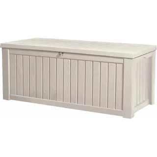 Keter Gartenbox "Rockwood" 570L - Weiß - 155x72x64 cm - mit Gasdruckfedern - abschließbar - Weiß