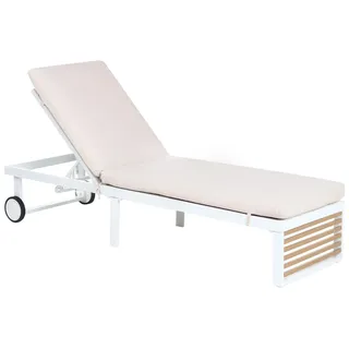 Beliani Sonnenliege 190 x 42 x 0 cm Beige/Braun/Weiß