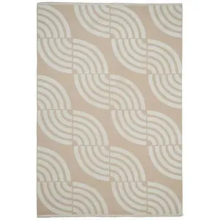 Novel Flachwebeteppich , Weiß, Beige , Textil , geometrisch , rechteckig , 80x150 cm , Global Recycled Standard (Grs), ISO 9001, Textiles Vertrauen - Oeko-Tex®, DIN EN ISO 14001, DIN EN ISO 50001, DIN EN ISO 9001 , für Fußbodenheizung geeignet, beidseitig verwendbar, für Hausstauballergiker geeignet, waschbar, platzsparend , Teppiche und Böden, Teppiche, Webteppiche