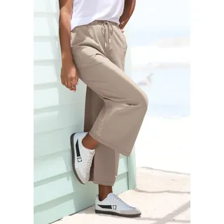 7/8-Hose ELBSAND "Sanna", Damen, Gr. XXL (44), N-Gr, taupe, Sweatware, Obermaterial: 95% Baumwolle, 5% Elasthan, unifarben, figurumspielend knöchelfrei, Hosen 7/8-Hose, aus Sweatware mit weitem Bein, Topseller