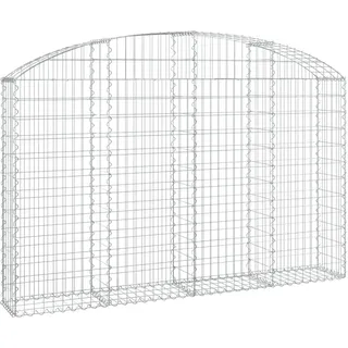 vidaXL Gabione mit Hochbogen 200x30x120/140 cm Verzinktes Eisen - Silber