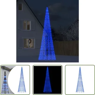 The Living Store LED-Weihnachtsbaum für Fahnenmast 1534 LEDs Blau 500 cm - Blau