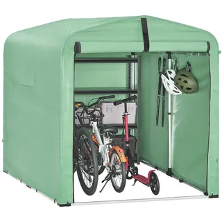 SoBuy Fahrradgarage 2-4 Fahrräder Geräteschuppen 159x165x219cm Grün
