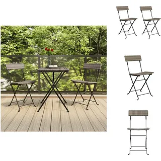 vidaXL Bistrostühle 2 Stk. Klappbar Grau Poly Rattan und Stahl - Gartenstühle - Grau