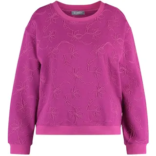 Samoon Damen Sweatshirt mit Kordelapplikation Langarm, Ärmelbündchen unifarben Amazing Pink Gemustert 50