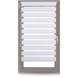 relaxdays 2er Doppelrollo Klemmfix Weiß 70x150cm - Weiß