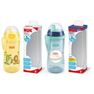 NUK Kiddy Cup Night Trinklernflasche & First Choice Kiddy Cup Trinklernbecher | 12+ Monate | auslaufsichere