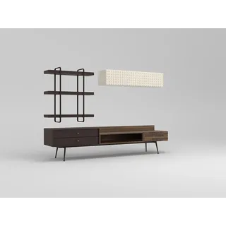 Braun Komplett Wohnzimmermöbel Wandschrank Wohnwand TV-Ständer Wandregale - Braun