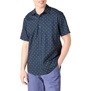 Amazon Essentials Herren Kurzärmeliges Sommerhemd mit Aufdruck, Normale Passform, Anchor, XS