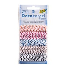 folia Kordeln Deko Klassisch matt weiß -gelb, -rosa, -flieder, -hellblau, -hellgrün 2,0 mm x 5x4,0 m