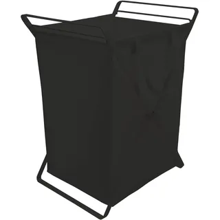Yamazaki 3167 TOWER Wäschekorb mit herausnehmbarer Tasche, schwarz, Stahl/Baumwolle, minimalistisch, 49,3 x 37,6 x 64 cm