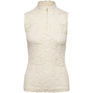 Spitzentop ROSEMUNDE "Delicia lace top", Damen, Gr. S, ivory, Spitze, Obermaterial: 50% Baumwolle, 48% Polyamid, 2% Elasthan, figurbetont hüftlang, ohne Ausschnitt, Tops Spitzentop, aus elastischer Baumwollspitze mit Stehkragen und Knopfleiste