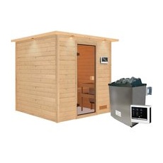 Karibu Sauna Jara Set Naturbelassen mit Ofen 9 kW ext. Steuerung