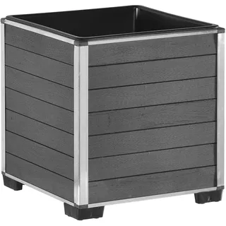 EVERFLOOR Pflanzkübel Pflanzgefäße Blumenkübel Blumentopf für Blumen etc. WPC 33,5 x 33,5 x 35 cm, für Innen und Außen, wasserdichter Kunststoffeinsatz, anthrazit